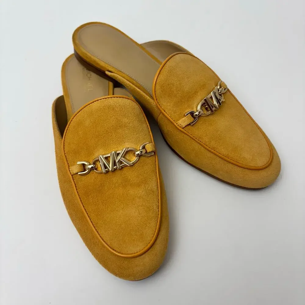 Michael Kors Tiffanie Yellow & Gold Suede Flats Casual Mules women’s size 7 - Picture 1 of 6